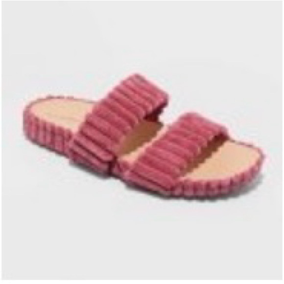 Universal Thread Kyla Corduroy Two Band Sandals Size 9.5 Color Pink - Picture 7 of 7